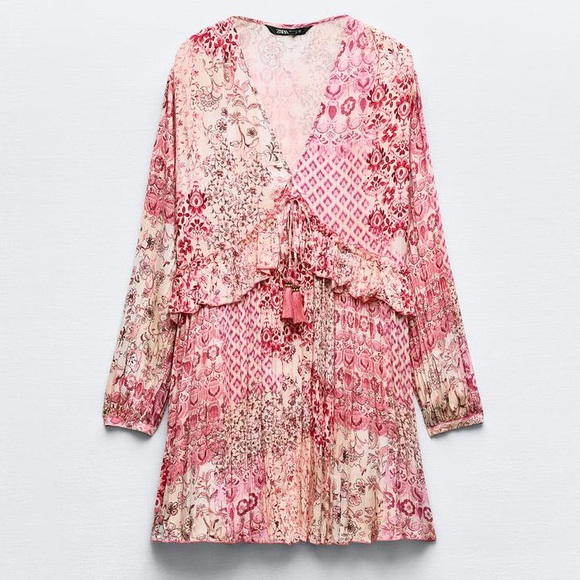 PATCHWORK PRINT MINI DRESS - Picture 2 of 15